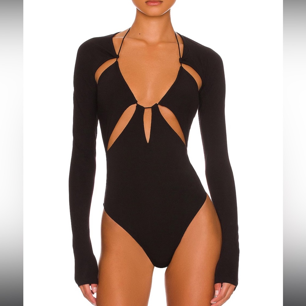 🔥FINAL PRICE SALE🔥 GOOD AMERICAN good touch cut extreme in black bodysuit